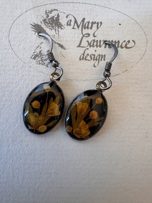 Dried English Country Flower Dangle Earrings Mary Lawrence Design Cottagecore