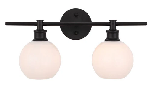Wall Sconce Black Bathroom or Dining Room Frosted Glass Lamp Shade Light Fixture - Picture 1 of 11