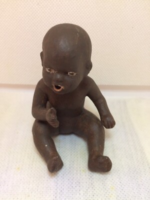vintage Dark Complexion black  japan Ceramic Bisque n  3 inch sitting baby