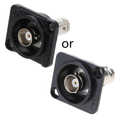D-Type Double BNC Plug Connector Chassis Panel Mount Adapter Audio Monitoring