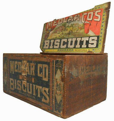 SCARCE MEDLAR CO. SODA BISCUITS BLK INK STMPD & DOUBLE PAPER