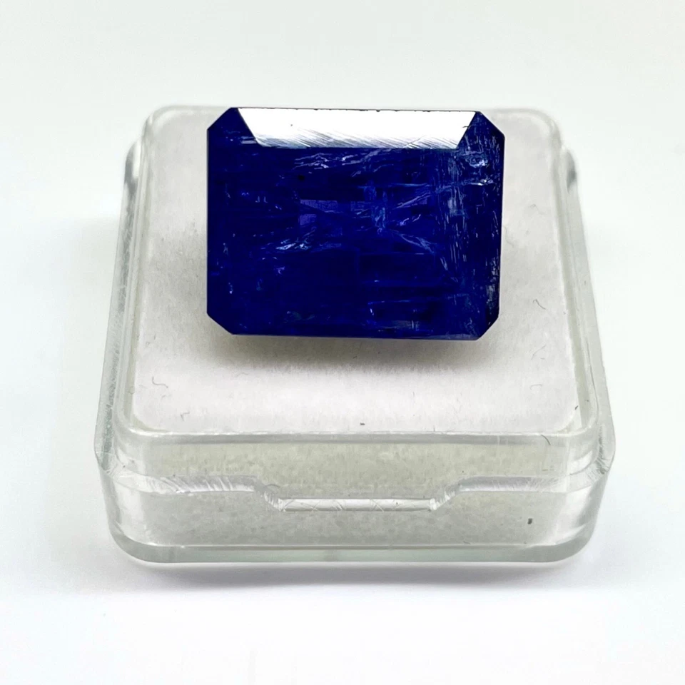 16.92 Cts Certified Natural Tanzanite Emerald Cut Vibrant Blue Loose Gemstone - Image 2 of 4