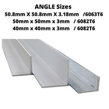 ALUMINIUM ANGLE EQUAL VARIATIONS MULTI SIZES 40mm x 3 - 50mm x 3 / 6063- T6