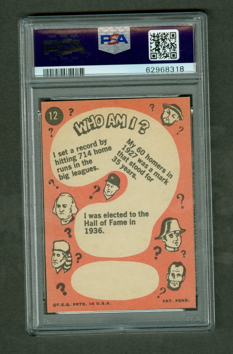 Babe Ruth 1967 Topps Who Am I? #12 PSA 4 VGEX No Creases OC