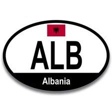 Albania Albanian Euro Oval Magnet Decal, 4x6 Inches, Automotive Magnet