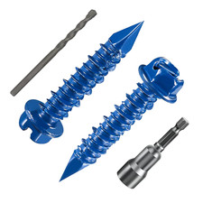 (30 PCS) 3/16" * 1-1/4" Slotted Hex Washer Head Concrete Screws Anchor Kit Blue 