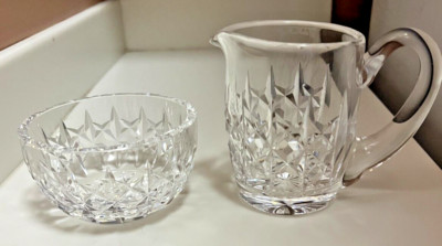 Vintage Waterford Crystal Creamer and Open Sugar Lismore Pattern Acid Mark 4 