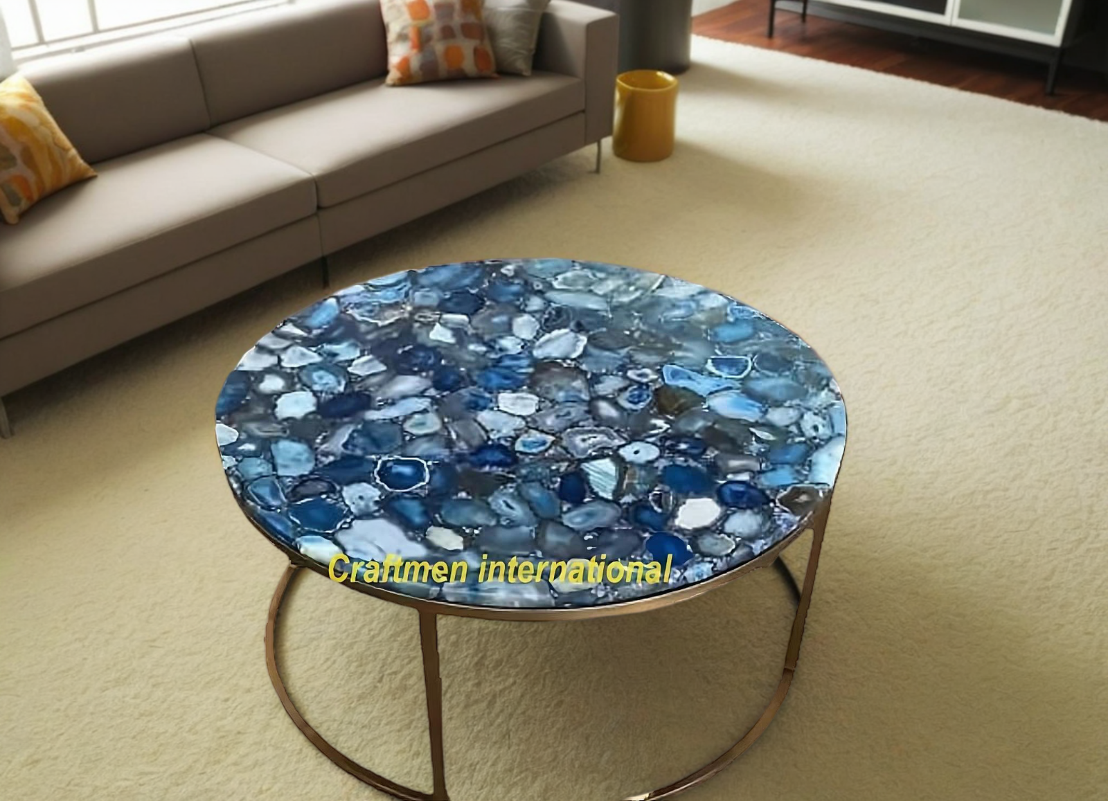 Blue Agate Table, Home decor Furniture, Handmade table, Agate Custom table top