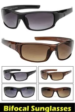 Inner Bifocal Vision Reading Sunglasses Glasses Smoke Lens Sport Wrap UV400