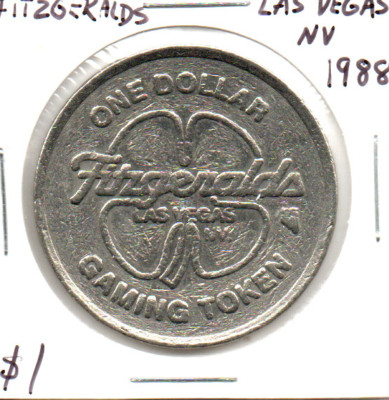 Fitzgeralds Casino Las Vegas 1988 One Dollar Gaming Token as