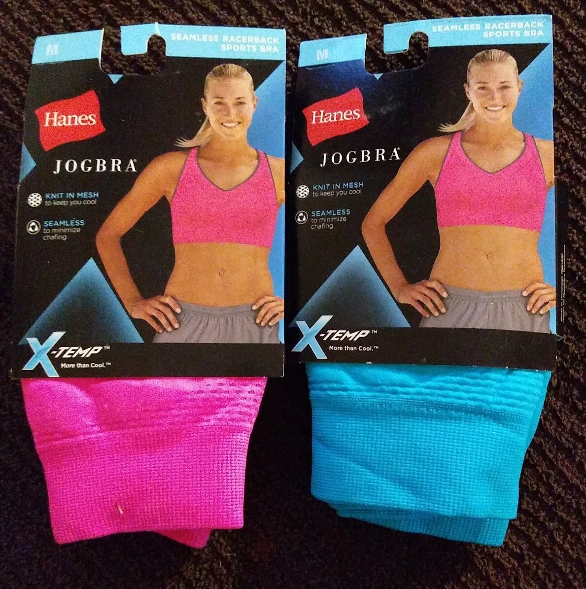 2 Hanes X-Temp JogBra Seamless Racerback Sports Jog Bra Medium 34B 36B 36C