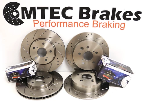 Lexus IS220D IS250 Drilled Grooved Brake Discs MTEC Pads Front 296mm Rear