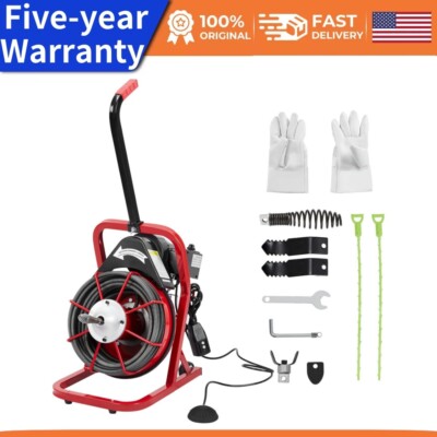 75FT x 1/2'' Drain Cleaner Machine, Sewer Snake Auger for 1 to 4 Inch Pipes