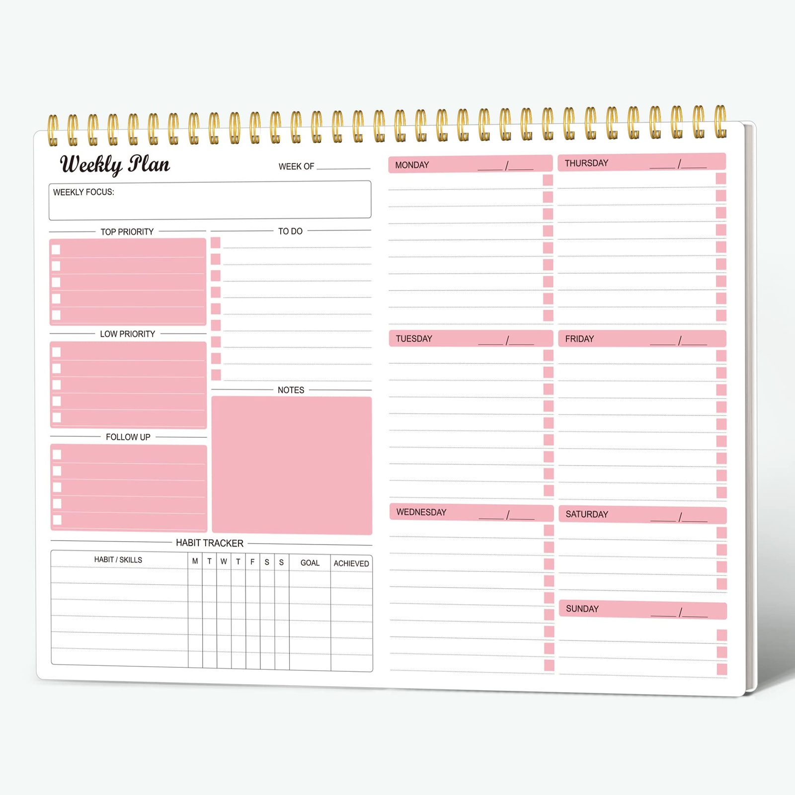 Weekly Planner Notepad Undated Weekly Goals Schedule Planner To Do List Noteb...