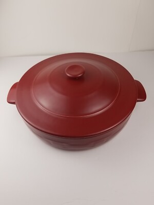 Longaberger Flameware Pottery 10 1/2  Braiser w/Lid  Cooking & Serving Paprika 