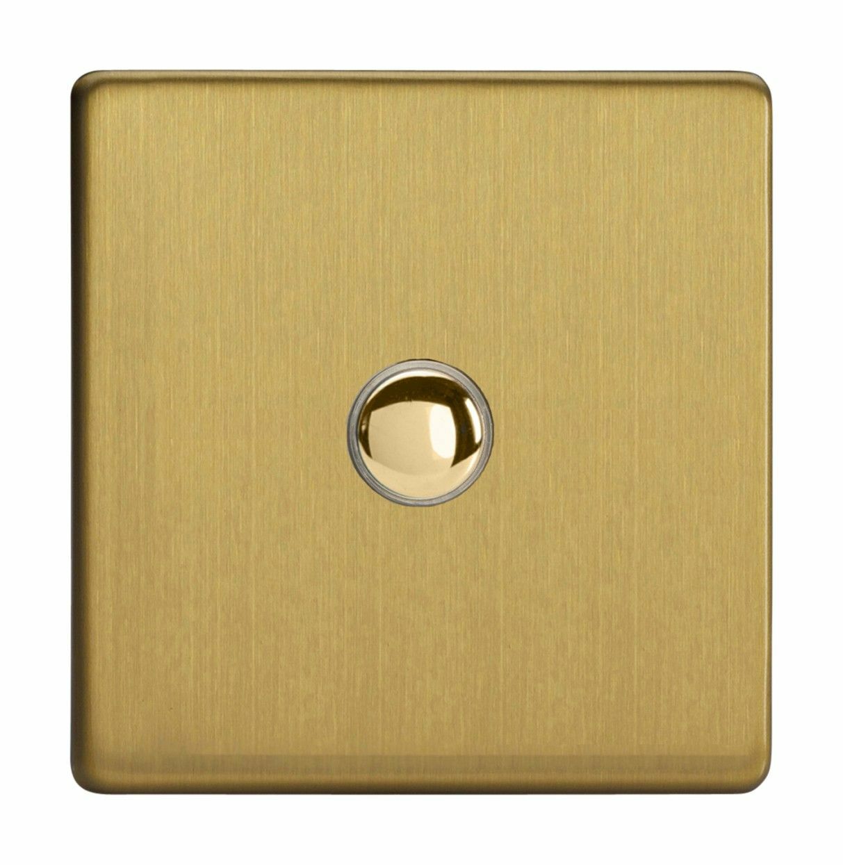 Varilight XDBM1S Screwless Brushed Brass 1 Gang 6A 1W Push Momentary Switch