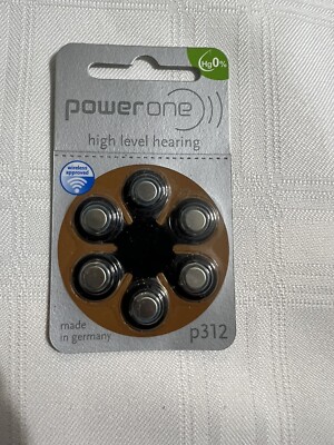 6 pcs Power One PowerOne Hearing Aid Batteries~ p312~PACK of 2~Hg0%~PR41~ 1.4V