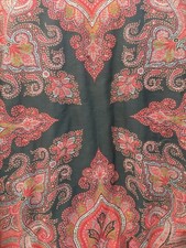 Vintage Ladies Wool Coat Paisley Velvet Collar  Cuffs  Ornamental Button L  