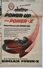 1954 Newspaper Ad for Sinclair - Power Primed with Rocket Fuel, Flying Car
