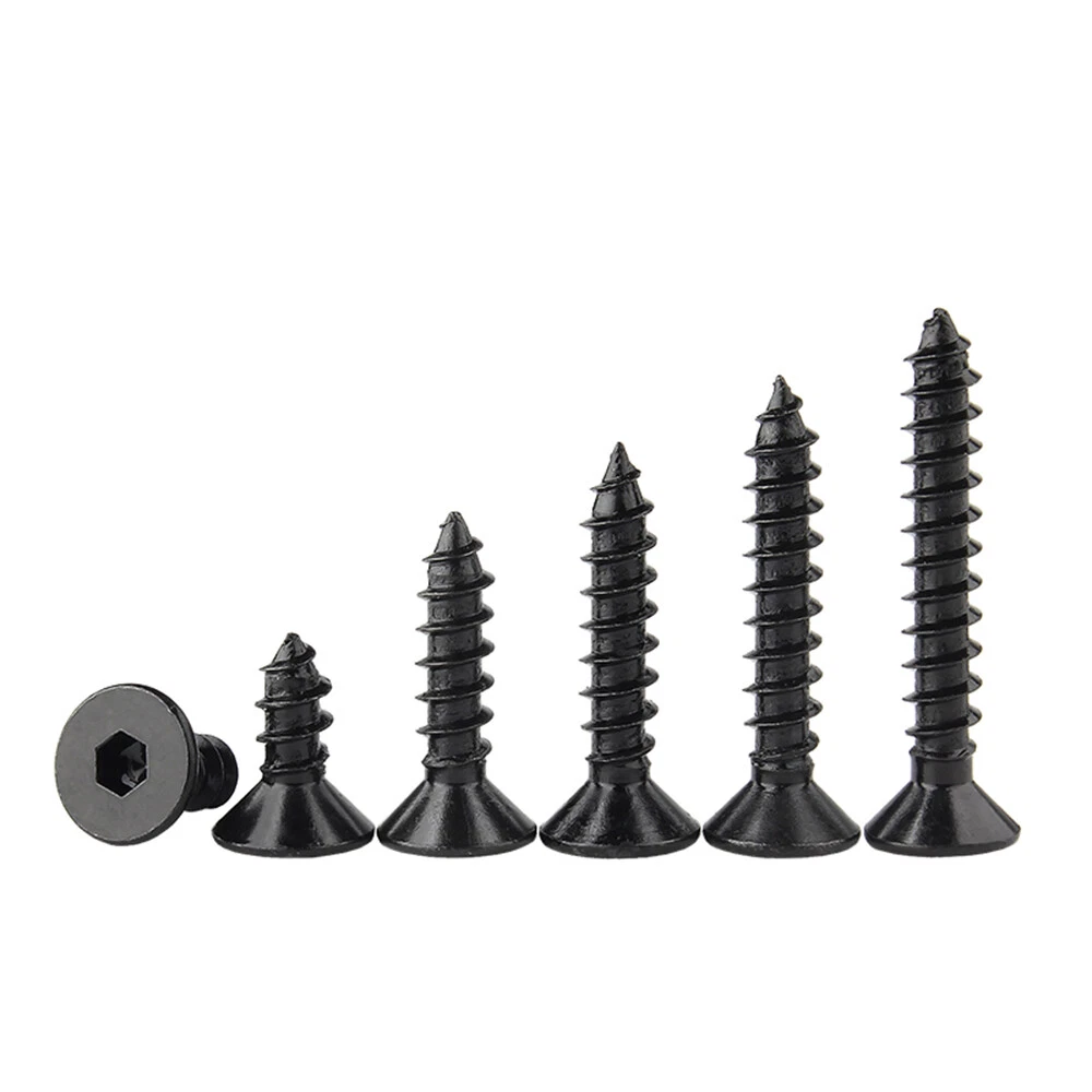 Hex Socket Countersunk Flat Head Self Tapping Screws Black 8.8 Steel M3 M4 M5 M6