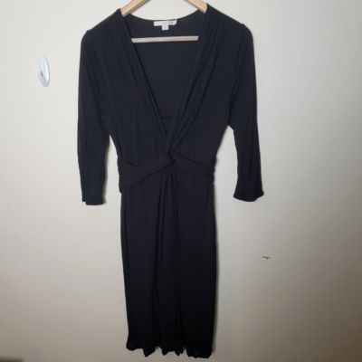 boden knot front jersey midi dress Twist Black Size 10R 95% Viscose