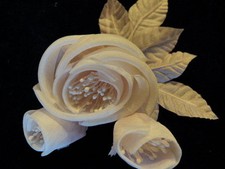 Millinery Flower Silk Fabric Rose Pink 2.5"  1" Buds Hat Wedding or Hair KM3A