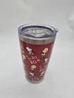 Peanuts Christmas Stainless Steel Tumbler w/Lid Snoopy Travel Mug  16 oz Rare