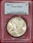 1883 CARSON CITY MORGAN SILVER DOLLAR GRADED AN MS65+ BY PCGS WITH LIGHTED BOX