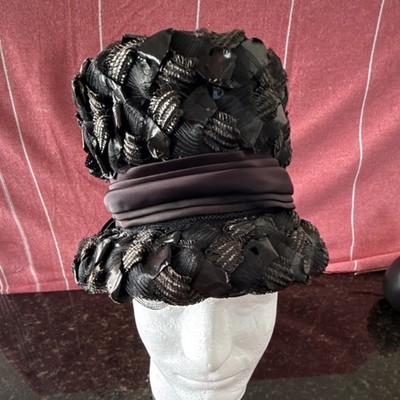 Wesco Black Vintage Hat Fabric Ribbon Accent Stylish Retro Women's Headwear