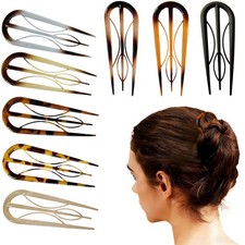 8 Pc French Hair Pins for Women Large U-Shaped Pins with Inner Teeth French T...