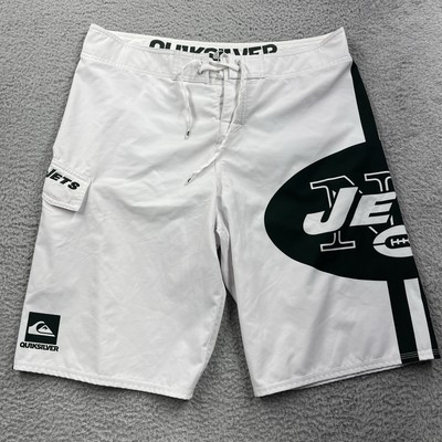 New York Jets Board Shorts Mens 34 Quicksilver 11'' Inseam Pockets Beach Surfer