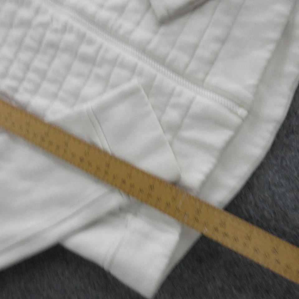 Chaqueta Lululemon Mujer 6 Blanca Acolchada Cremallera Completa Cuello Embudo Logo Atlético Yoga Foto 3 de 4