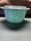 Vintage Pyrex 475-B Turquoise Blue Amish Butterprint 2 1/2 Qt Casserole Bowl