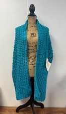 Hand Made Shawl/Scarf Crochet Blue 15 x82