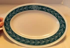 Vintage Pyrex Double Tough Serving Platter Turquoise Laurel Leaf 11.5”
