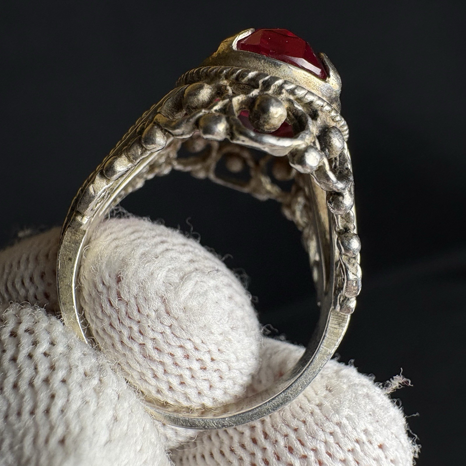 Vintage Ring Silver 875 Soviet Era Ruby size 6.5 - image 11