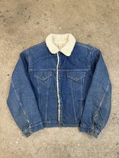Vintage Levi s Sherpa Lined Denim Trucker Jacket Men Size 46 Blue USA Made 1970s