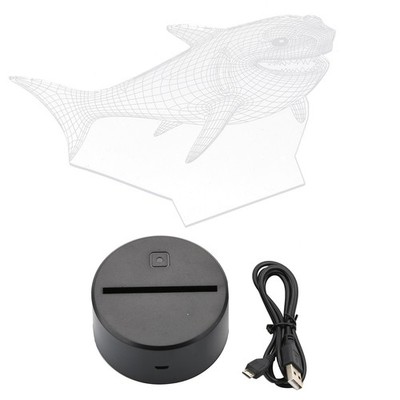 3D Shark 7 Color Changing Night Light Optical Illusion Mood Lamp Nursery Decor B