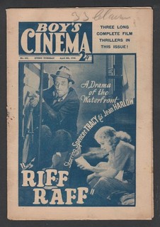 Vintage JEAN HARLOW SPENCER TRACY 'Riff Raff' "Boy's Cinema" Mag 1936