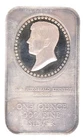 JOHN FITZGERALD KENNEDY JFK ONE TROY OUNCE FINE .999 SILVER BAR INGOT PRESIDENT