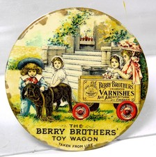 ca1905 BERRY BROS PAINTS CHILDS TOY WAGON CELLULOID ADVERTISING POCKET MIRROR 