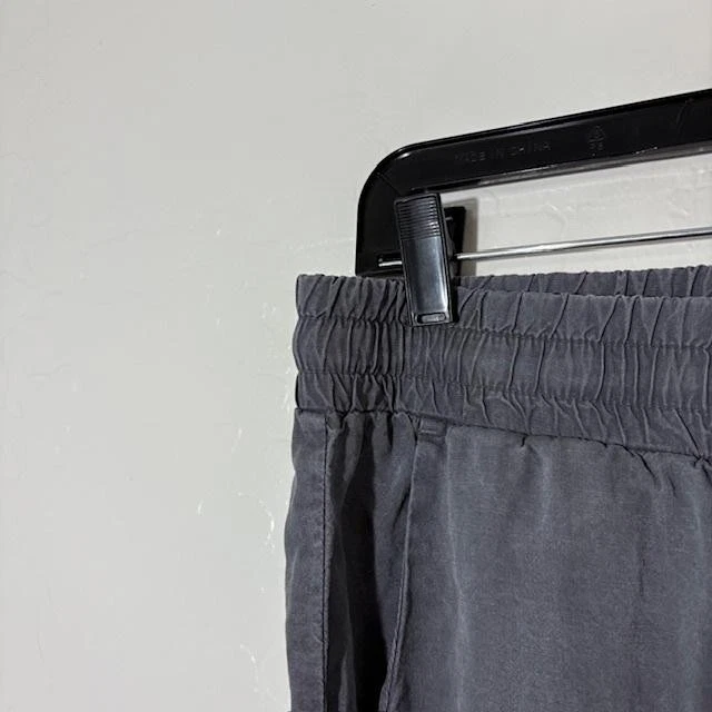 Pantalones de tela y piedra para mujer pequeños grises Tencel jogger cintura elástica informales Foto 2 de 4