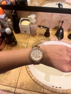 Michael Kors 33mm Camille Womens Watch, White Rose Gold Dial, Pave Crystals
