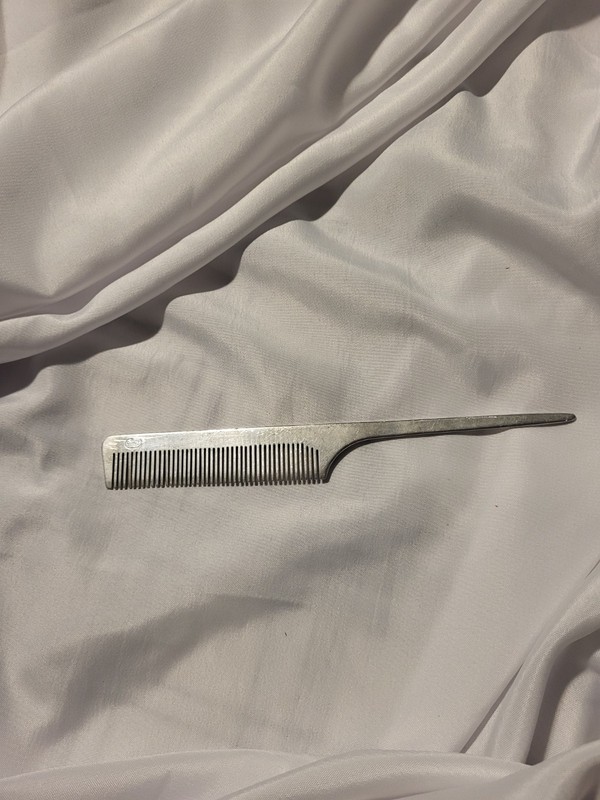 Vtg GOODY Aluminum Teasing Hair Comb Metal Silver Rattail 8"L British Hong Kong