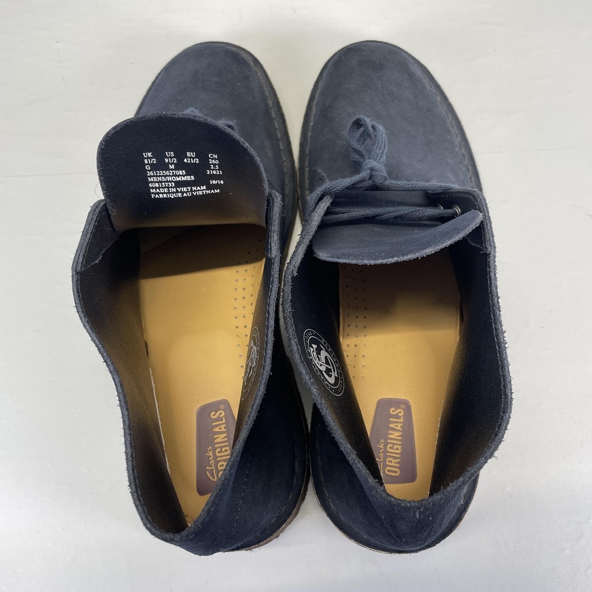 Clarks Desert Chukka Boots Mens Size 9.5 M Navy Suede 
