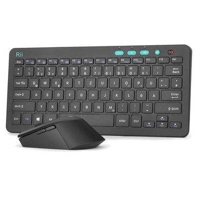 Kabelloses Tastatur Maus Set 2.4G QWERTZ Schwarz tragbar für Laptop PC TV