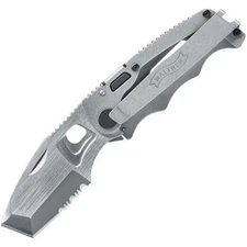 Walther CFK Chisel Framelock Folding 440C Stainless Serrated Pocket Knife