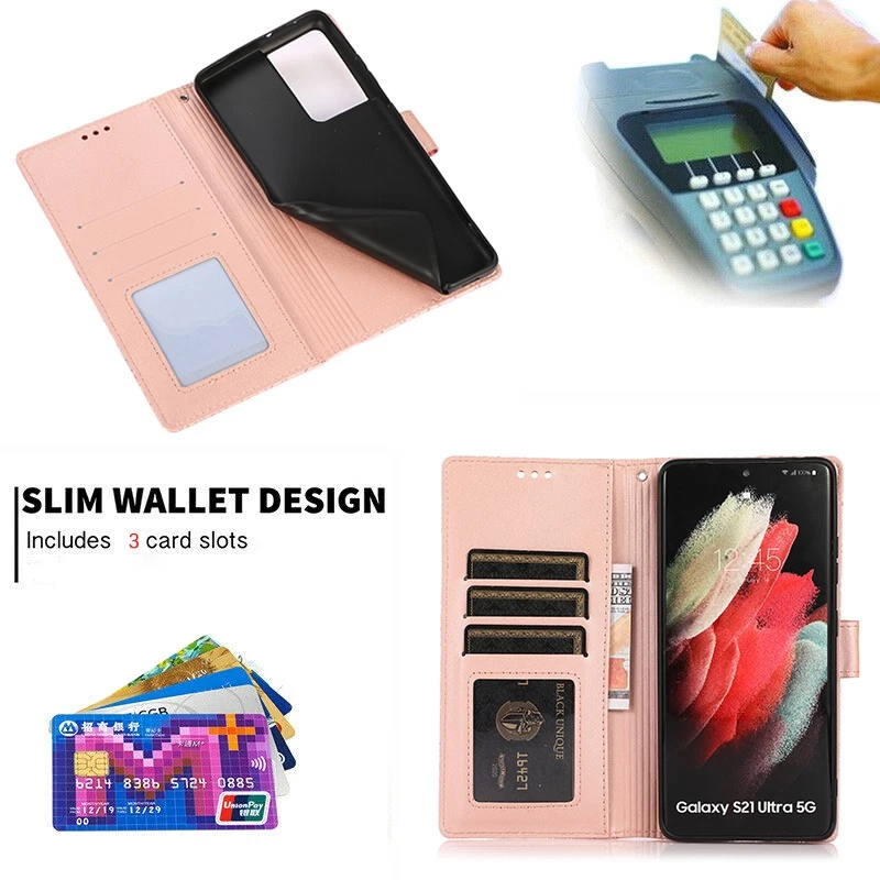 For Samsung S25 S24 S23 S22 S21 S20 Ultra Plus Case Leather Wallet Flip Cover - image 2 of 4