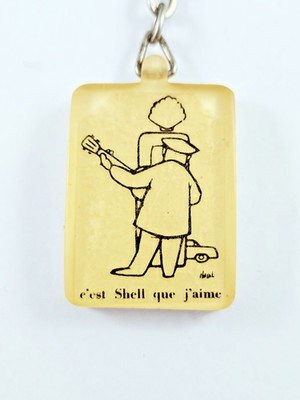 SCHLÜSSELANHÄNGER - C'EST SHELL QUE J'AIME - Vintage Garagen STATIONEN - Resin 60er Jahre
