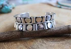 Sterling Silver DOT & DASH Cuff Bracelet Taxco Mexico